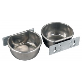 RVS voer-/drinkbakje 300ml. voor wandmontage, met nylon houder