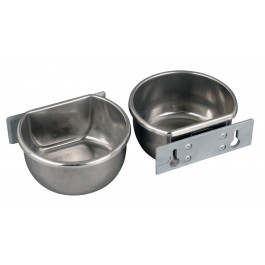 RVS voer-/drinkbakje 400ml. voor wandmontage, met nylon houder