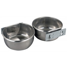 RVS voer-/drinkbakje 850ml. voor wandmontage, met nylon houder