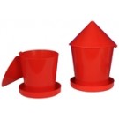 Voerbhopper voor kuikens met deksel 4kg rood plastic